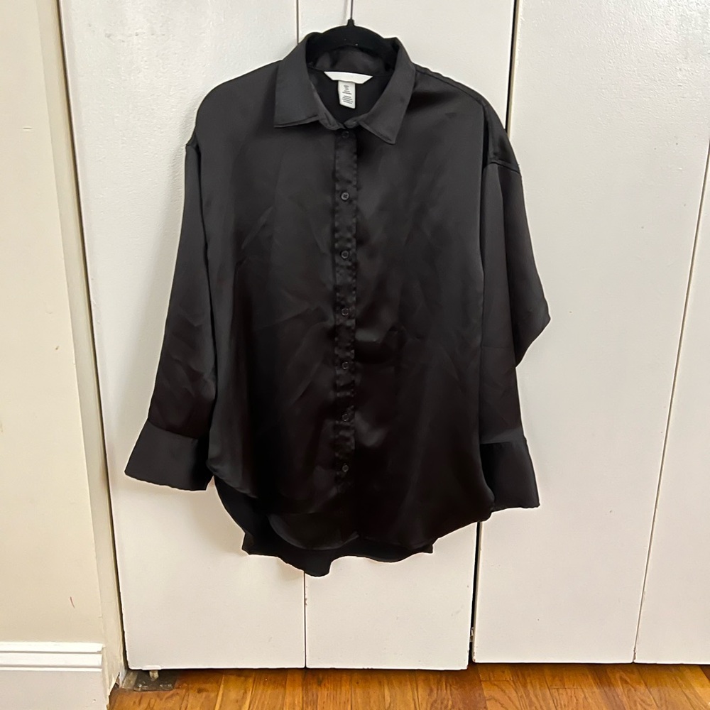 H&M Black Satin Blouse